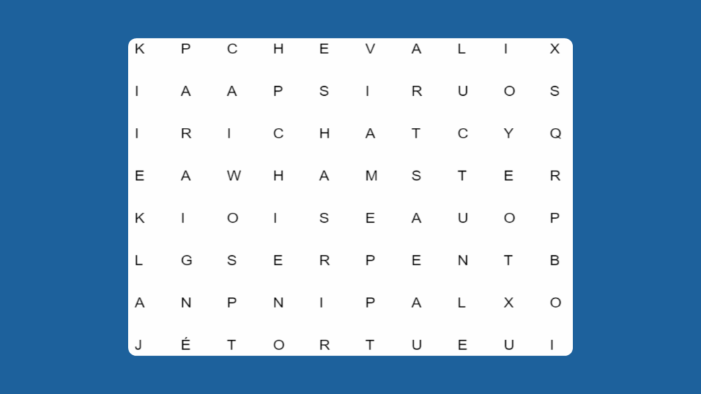 KS2 French Animals Word Search
