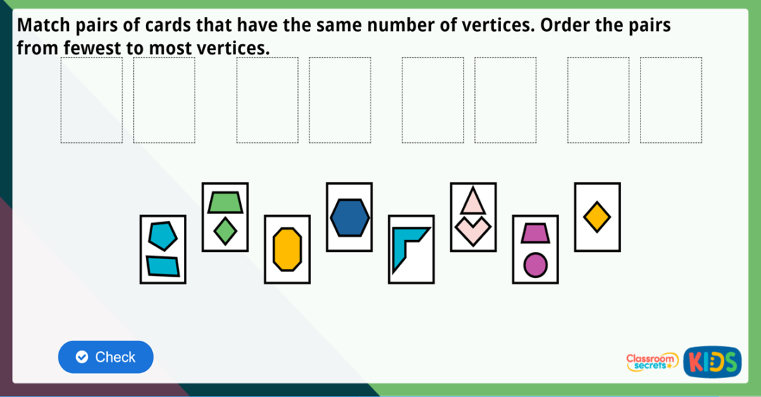 Year 2 Count Vertices on 2D Shapes Maths Challenge | Classroom Secrets Kids