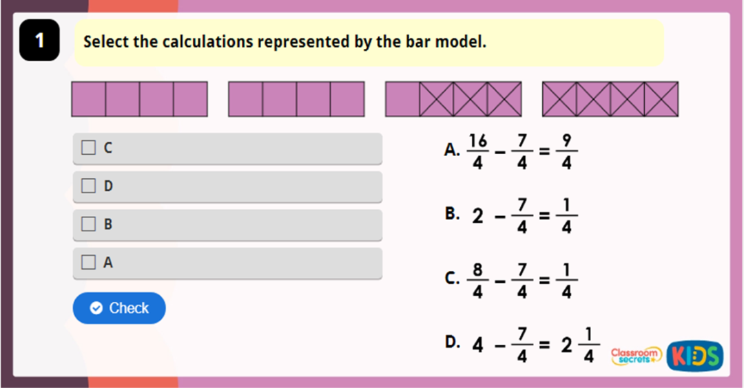 Year 4 Subtract From Whole Amounts Game Classroom Secrets Kids
