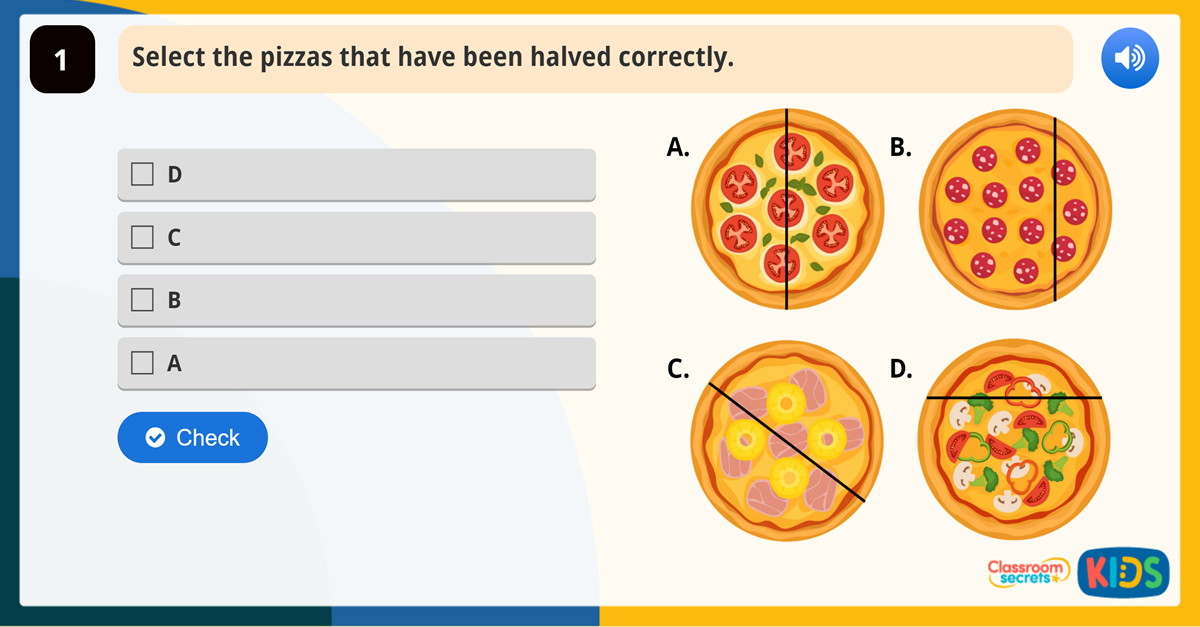 Year 1 Halving Shapes Or Objects Game Classroom Secrets Kids