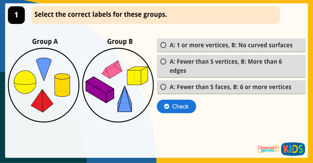 Year 2 Sort 3D Shapes Game | Classroom Secrets Kids