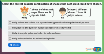 Year 2 Count Edges on 3D Shapes Maths Challenge | Classroom Secrets Kids