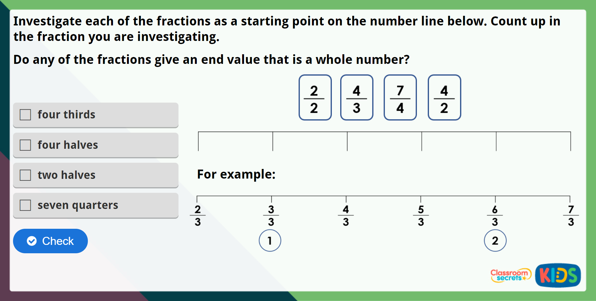 count in fractions year 2 problem solving
