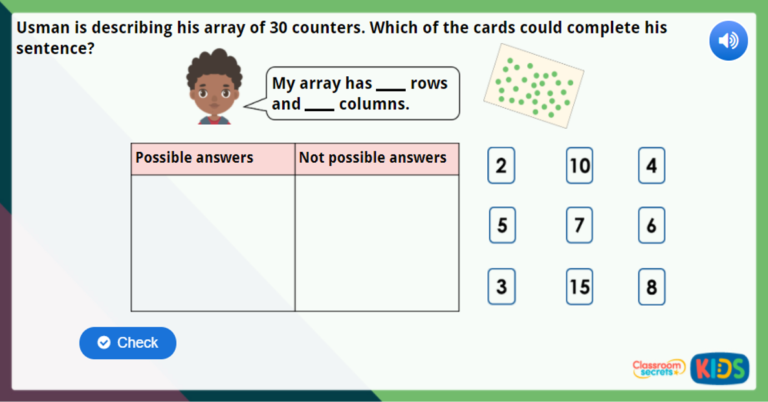 Year 1 Make Arrays Maths Challenge | Classroom Secrets Kids