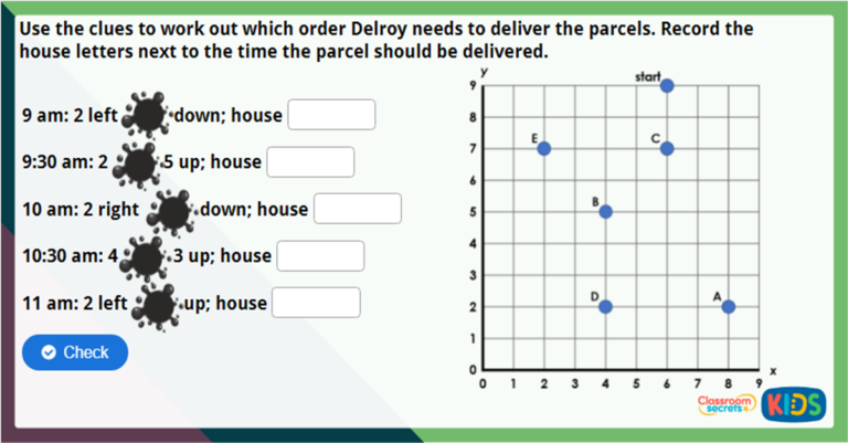 Year 4 Move on a Grid Maths Challenge | Classroom Secrets Kids