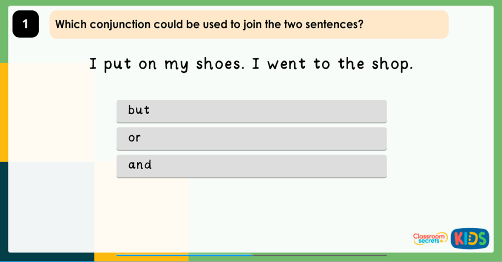 Year 2 Conjunctions in Sentences Game