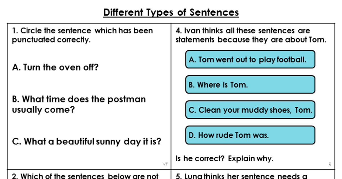 what are the 3 types of sentences
