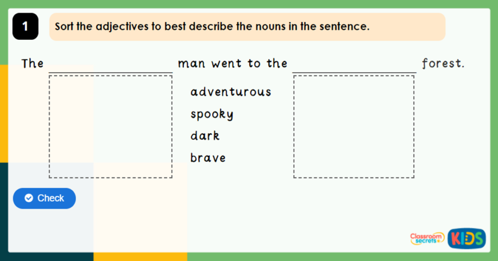 Year 2 Adjectives in Sentences Game