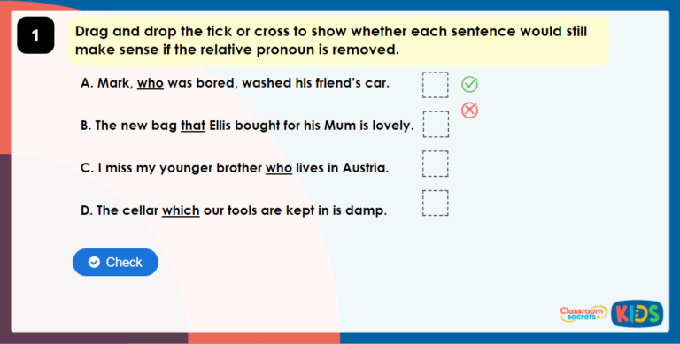 Year 5 Omitting Relative Pronouns Game | Classroom Secrets Kids