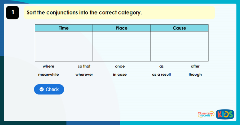 Year-3-Using-Conjunctions-to-Express-Time-Place-and-Cause-Game