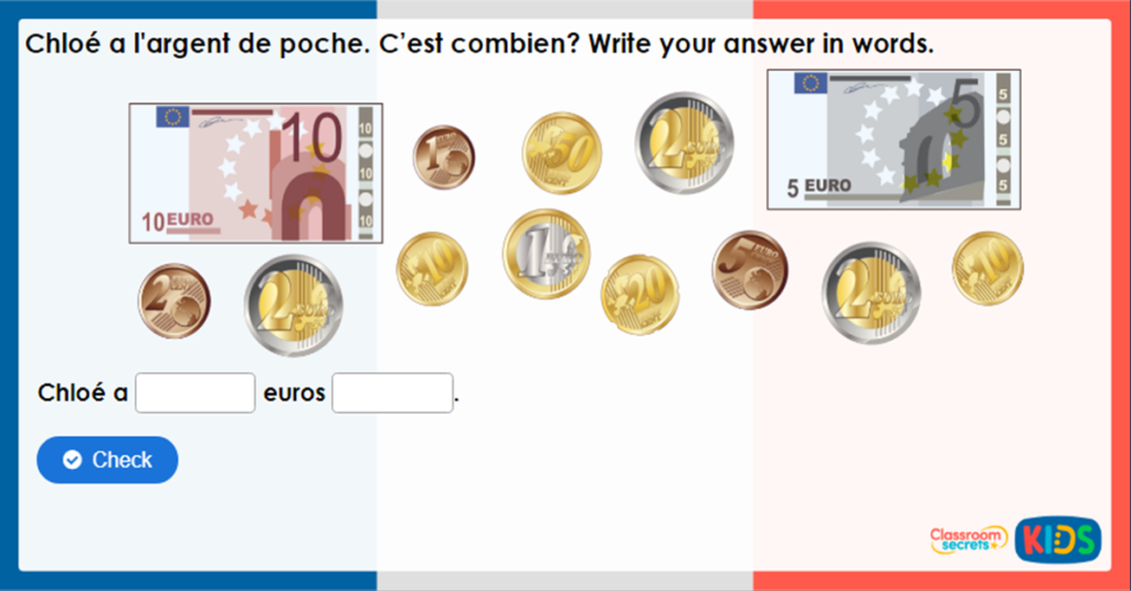 Year 5 French Money and Change Game